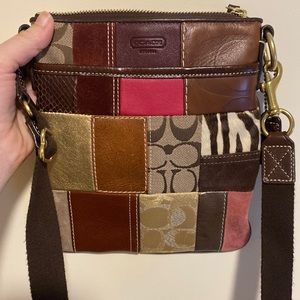 Coach Rare Authentic Patchwork Crossbody Handbag Animal Print Shine Snakeskin